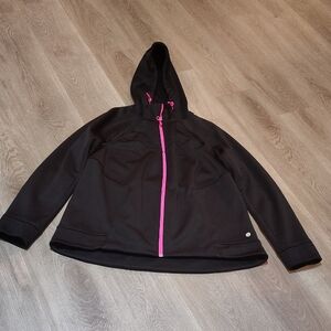 🚚Like🆕 Lane Bryant LIVI All Weather Black Jacket with Pink Accents Sz 14/16